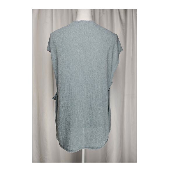 H&M KNIT TUNIC TOP – GRAY-BLUE – SIZE XS – SIDE SLITS WITH TIES – 25" LENGTH - Picture 2 of 9